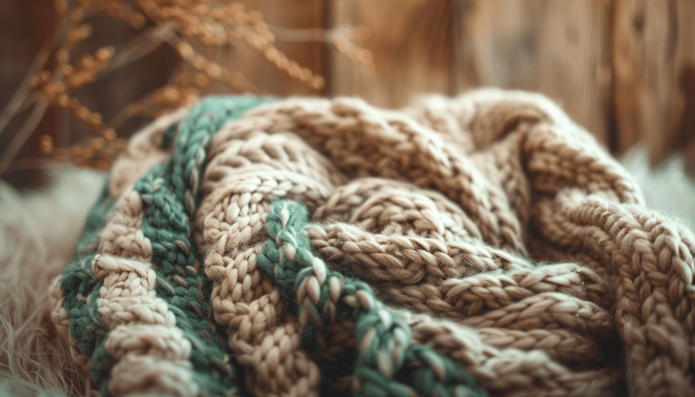Créer un confortable plaid en grosse maille : guide pour tricoter une couverture taupe, vert ou tressée