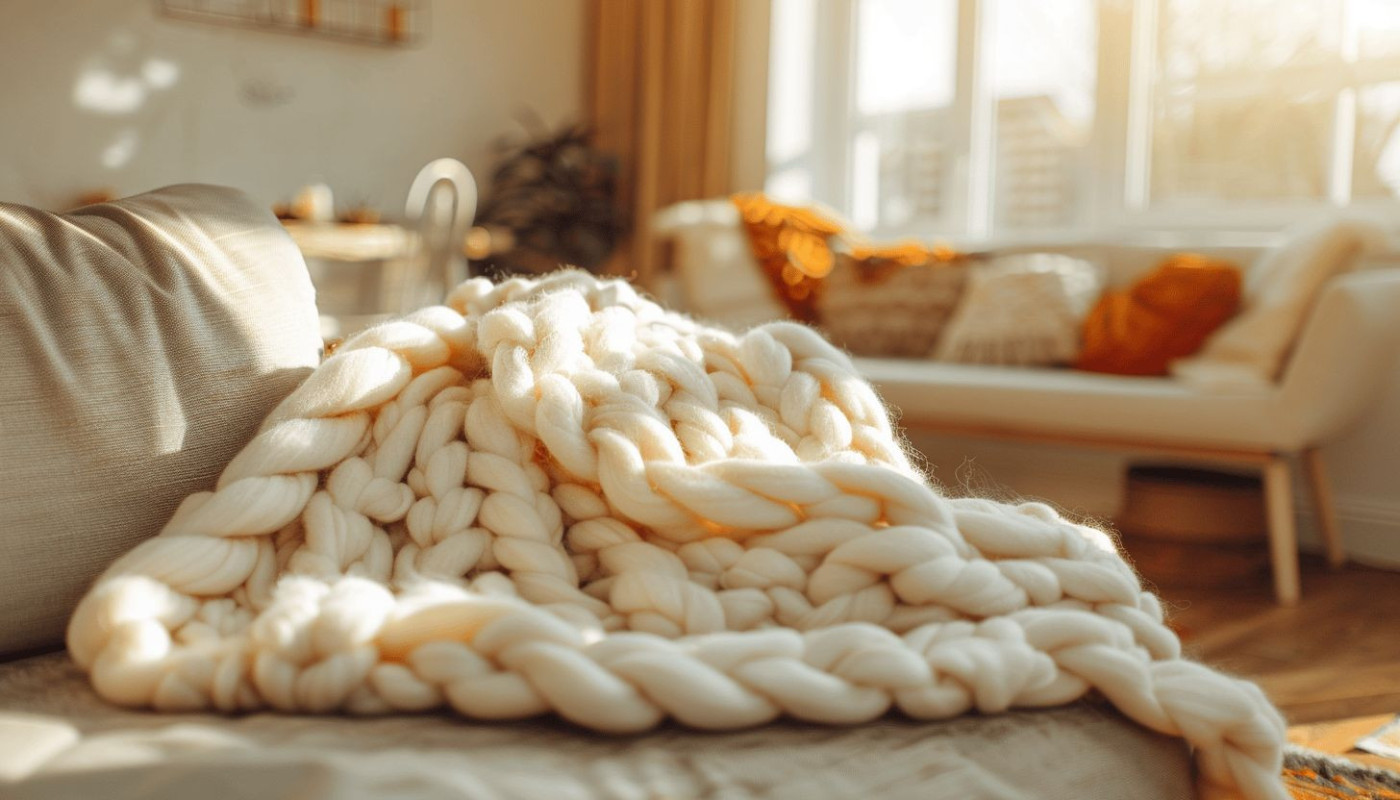 La tendance du plaid en laine grosse maille pour un confort maximal