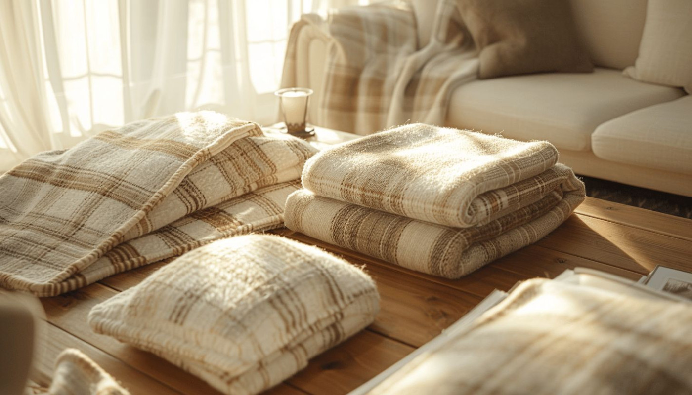 pour un plaid de canapé, taille idéale d'un plaid
Titre : "Guide des dimensions de plaid : de la taille pour bébé à celle pour adulte, 1 personne ou un canapé